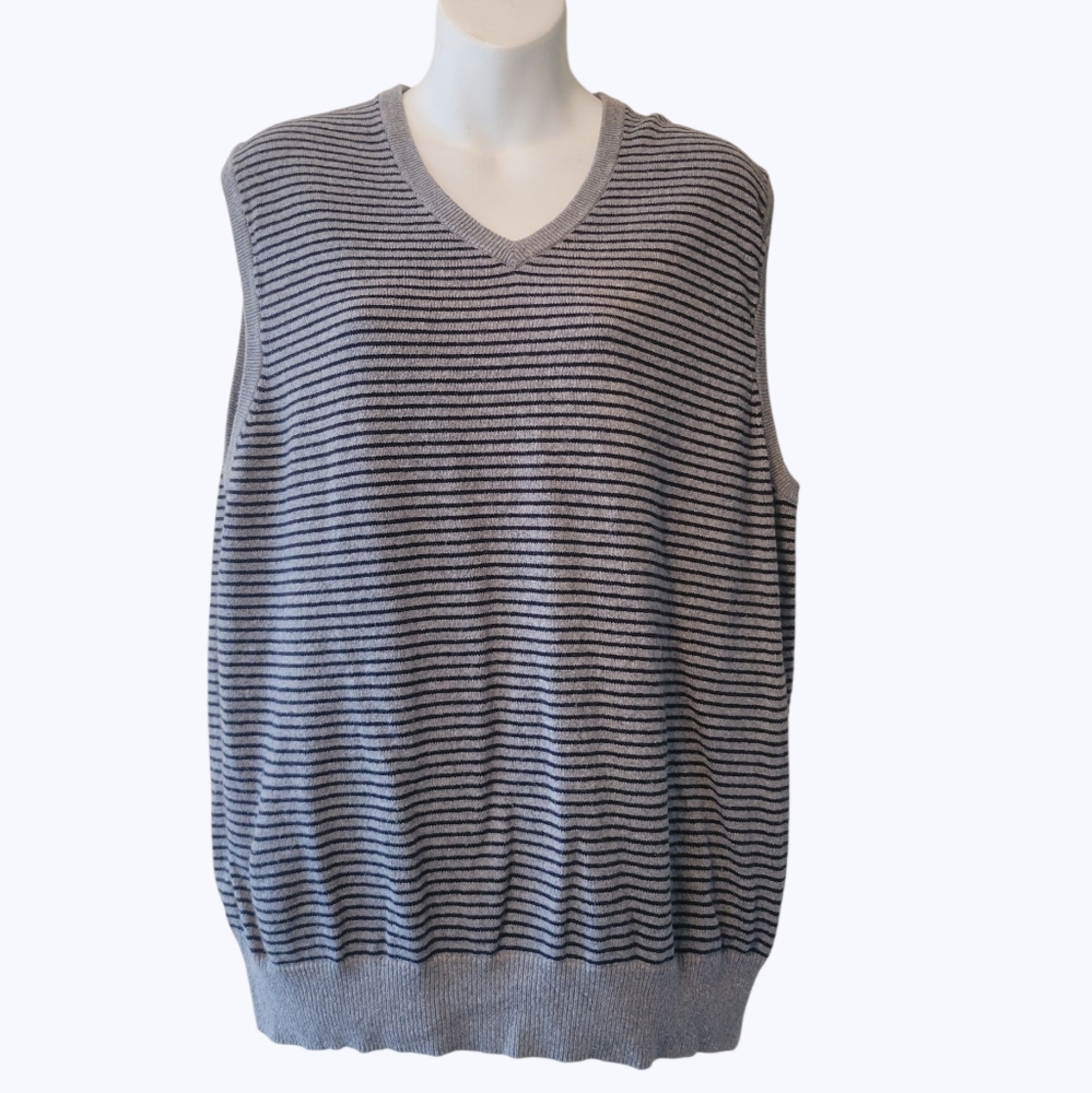 J. Crew Cotton / Cashmere Pullover Sweater Vest 90534 Striped eclectic grandpa